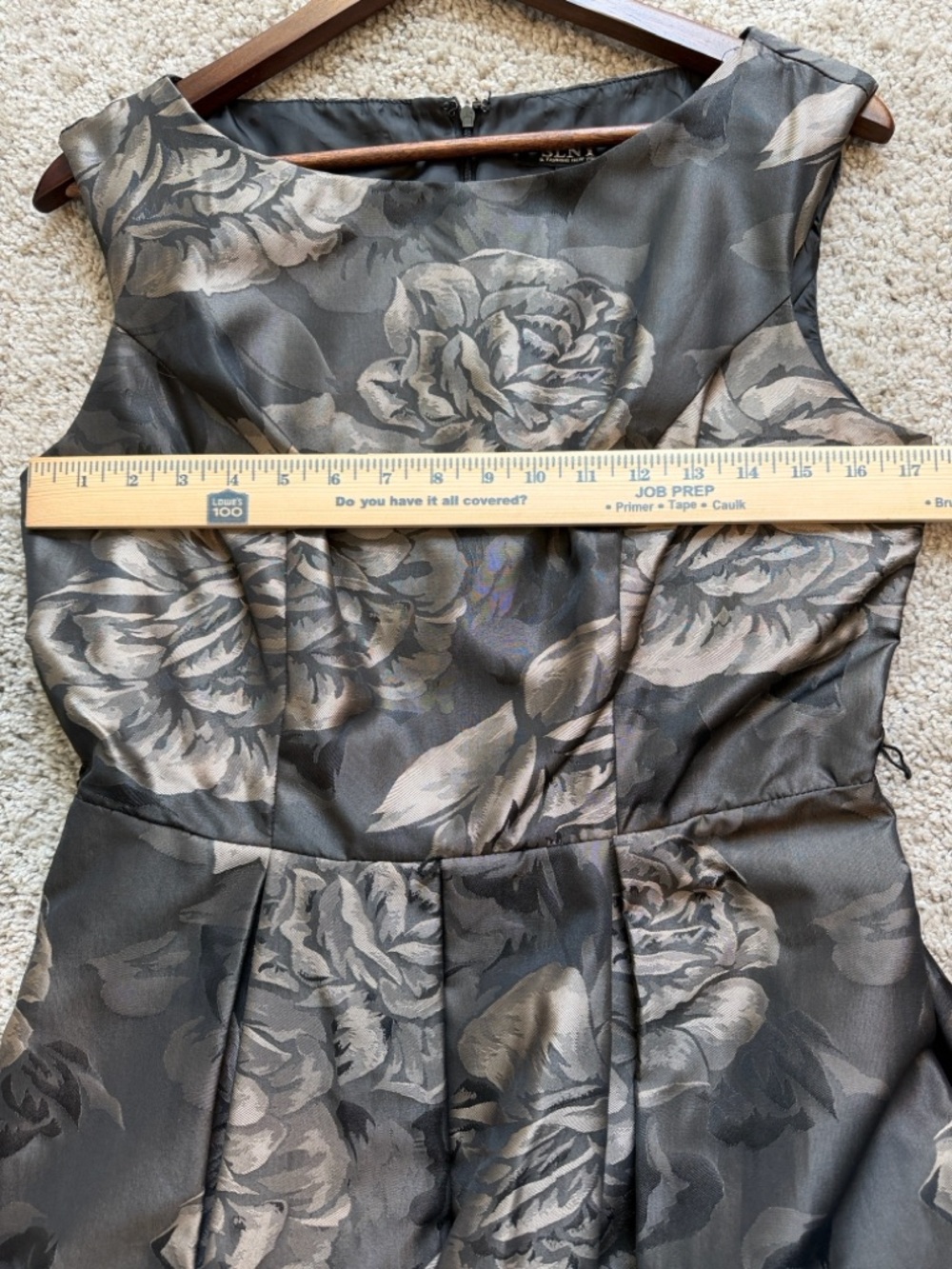 SLNY Gray Floral Jacquard Sleeveless Fit & Flare Cocktail Dress Size 8 - Picture 12 of 15